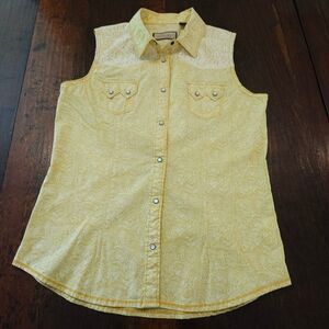 Legacy Falls Her Yellow Tank Top Blouse S women's rodeo western cowgirl cotton